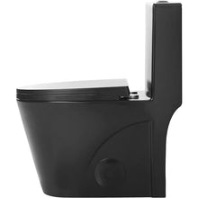 Dual-Flush Elongated One Piece Toilet Bowl - Soft Close Seat with High Efficiency Dual Flush in Black