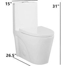 Dual-Flush Elongated One Piece Toilet Bowl - Soft Close Seat with High Efficiency Dual Flush in White