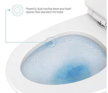 Dual-Flush Elongated One Piece Toilet Bowl - Soft Close Seat with High Efficiency Dual Flush in White