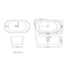 60" Black + White Freestanding Tub HB-7109 - Modern Oval Acrylic Bathtub for Luxury Bathroom Decor