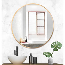 Round Bathroom Mirror / Gold Metal Frame 28"x28"