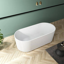 60" White Freestanding Tub HB-7310 - Freestanding Oval Bathtub with Center Drain in Glossy White