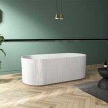 60" White Freestanding Tub HB-7310 - Freestanding Oval Bathtub with Center Drain in Glossy White